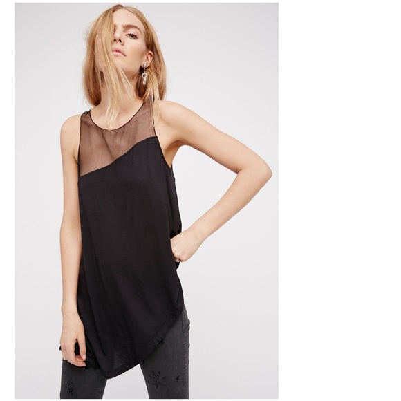 Free People Tops - Free People Riley Asymmetrical Tank in Black